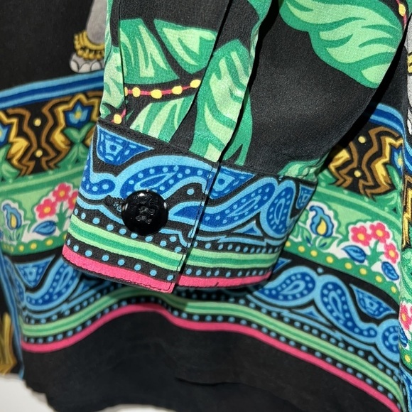 Vintage Diane Gilman Silk Elephant Shirt Size L Like New - Picture 6 of 8